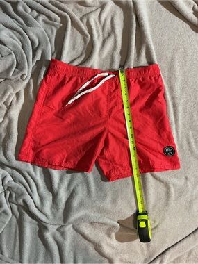 Exist Red Athletic Swim Shorts with White Drawstring
